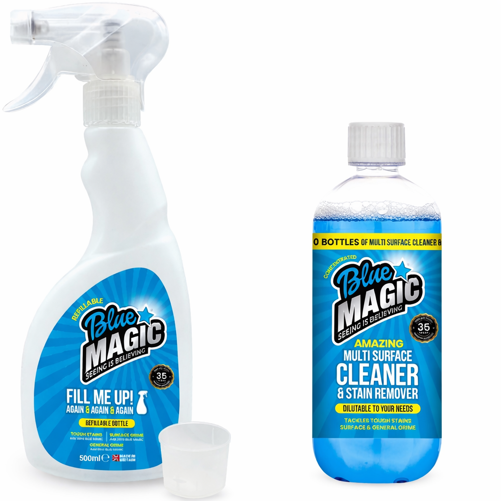 Blue Magic Cleaner | Multi Purpose Cleaning Concentrate - Tackles Tough Stains - As Seen on TV! - 500ml - Blue Magic Trial Starter Kit - Homechem