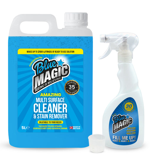 Blue Magic Cleaner | Multi Purpose Cleaning Concentrate with Spray Bottle - Tackles Tough Stains - As Seen on TV! - 5 Litre Blue Magic Cleaner and Spray Bottle - Homechem