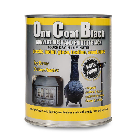 One Coat Black - Satin Rust Converter Paint - 1 Litre